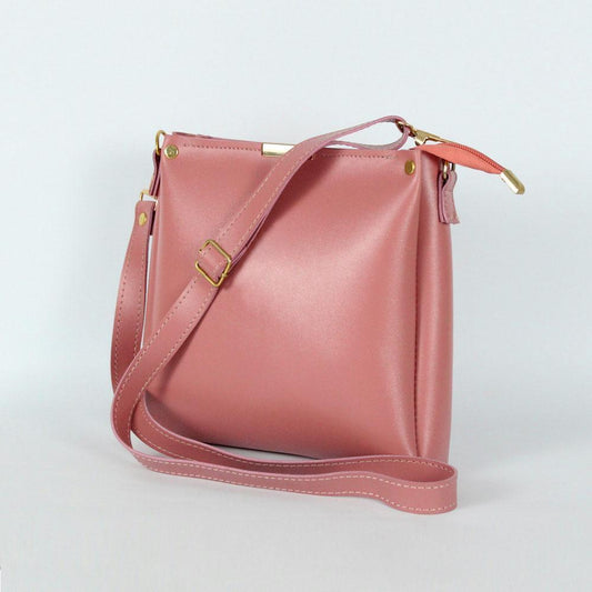 Peach Pink Crossbody Leather Bag for Women | Compact & Stylish Shoulder Bag by ApnaBag.shop