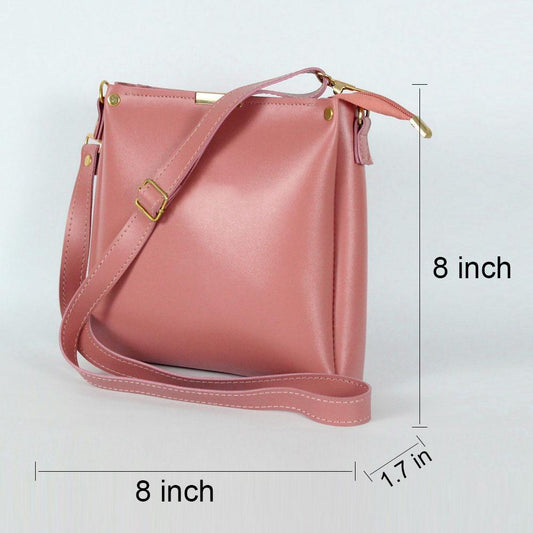 Peach Pink Crossbody Leather Bag for Women | Compact & Stylish Shoulder Bag by ApnaBag.shop