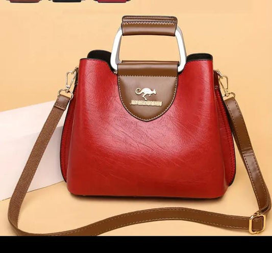 Stylish Red Leather Tote - Trendy Ladies Handbag | ApnaBag.shop