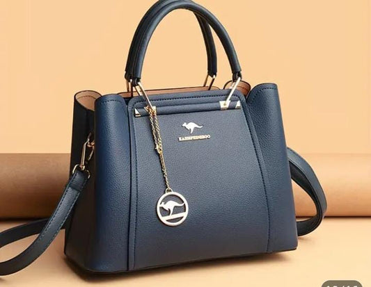 Navy Luxe Handbag | Elegant PU Leather Shoulder Bag for Women – ApnaBag.shop