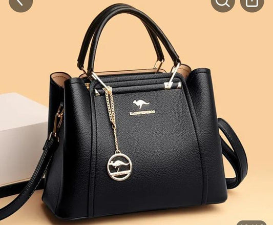 Elegant Black Designer Handbag with Sling & Charm – Premium PU Leather | ApnaBag.shop