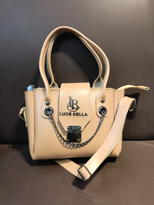 Luce Bella Beige Chain Detail Handbag – Elegant Style for Women