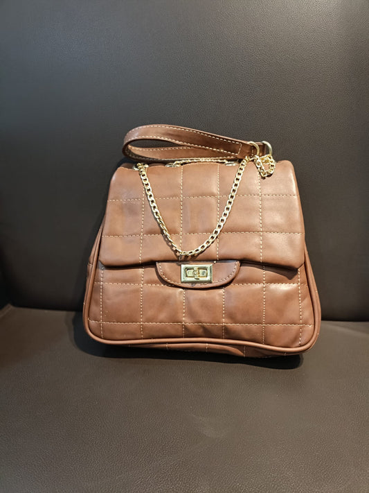 Luxury Chain Handle Brown Handbag - ApnaBag.shop