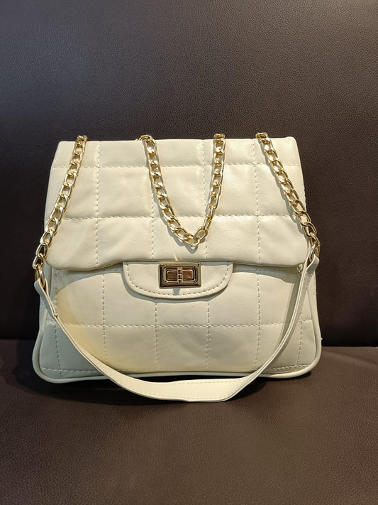 Elegant White Quilted Chain Bag - ApnaBag.shop