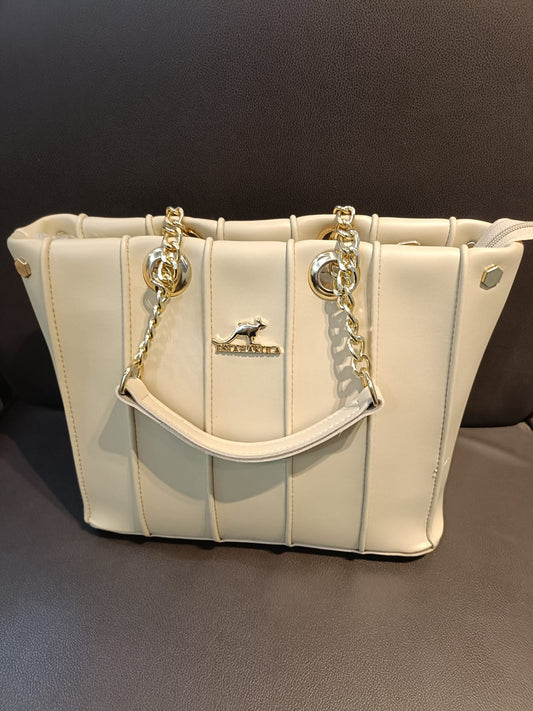 Luxury Cream Chain Handle Handbag – D.S.A Kangaroo Style – ApnaBag.shop