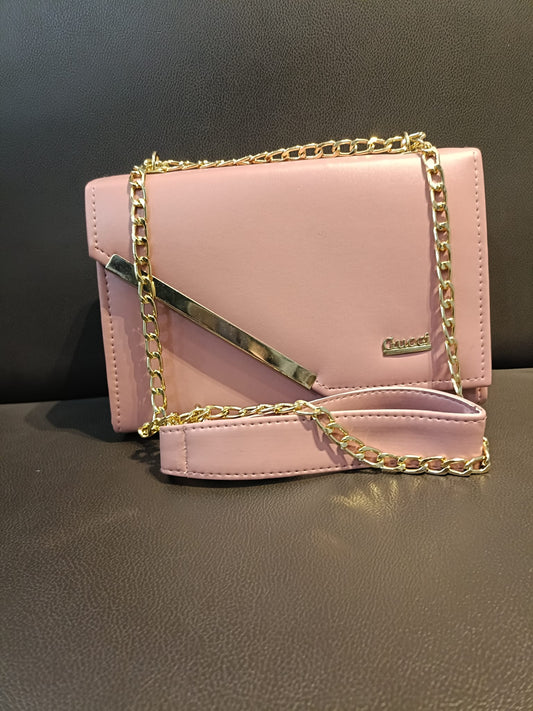 Light Pink Gucci Style Chain Sling Bag for Girls
