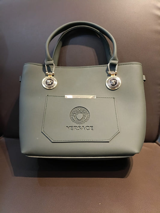 Versace Style Dark Green Handbag for Women