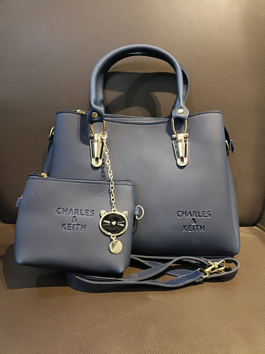 Navy Blue Charles & Keith Style 2-Piece Handbag Set – ApnaBag.shop