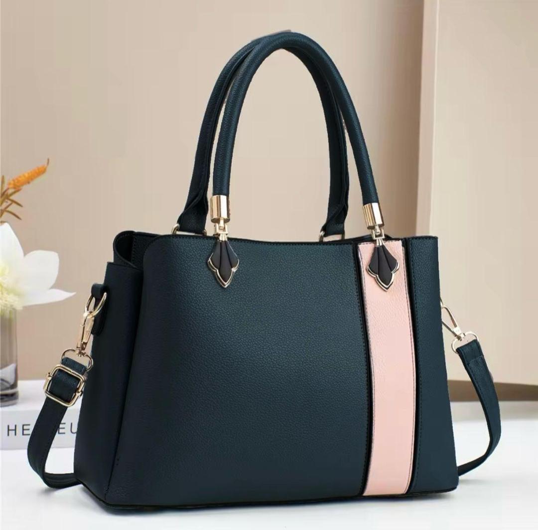 Elegant Black Handbag for Women | Dual Carry with Shoulder Strap | Trendy Pink Accent | Perfect for All Occasions
