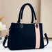Premium PU Leather Black Handbag for Women | Pink Contrast Stripe | Shoulder & Hand Carry | Daily & Formal Use