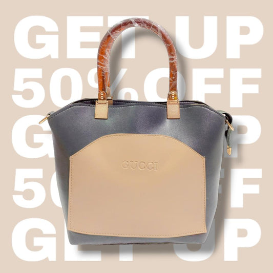 Premium GUCCI Black & Beige Handbag for Women | Wooden Handle | Elegant Formal & Casual Look