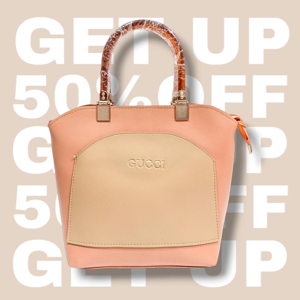 GUCCI Inspired Premium Peach & Beige Handbag for Women | Stylish Two-Tone Shoulder Bag | Elegant Daily & Formal Use