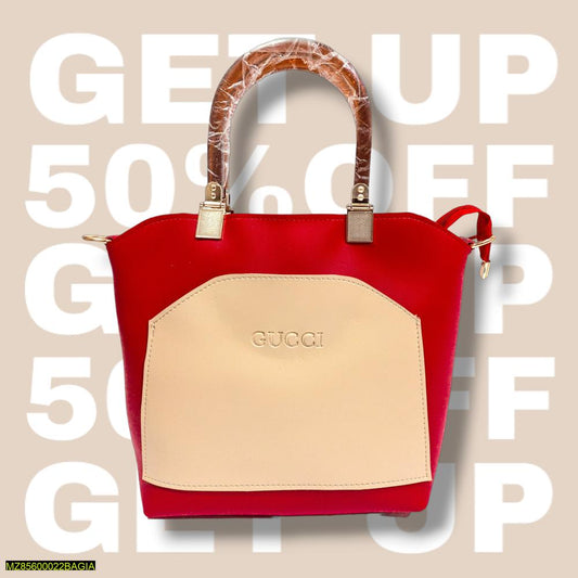 GUCCI Inspired Luxury Red & Beige Handbag for Women | Elegant Two-Tone Designer Shoulder Bag | Formal & Casual Style