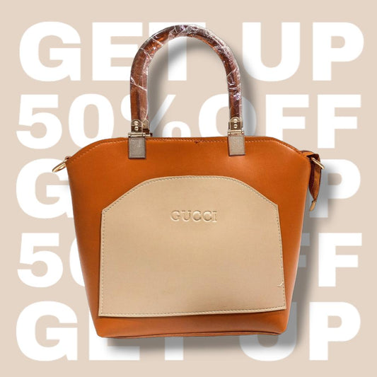 GUCCI Inspired Premium Brown & Beige Handbag for Women | Elegant Hand Carry & Shoulder Bag | Stylish Two-Tone Design | Ideal for Casual & Formal Use
