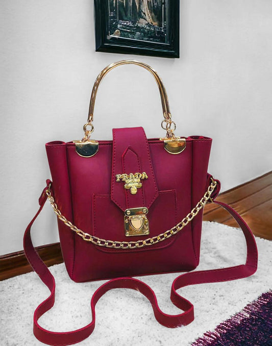Premium Maroon Gold-Chain Shoulder Bag for Women | Elegant Designer Handbag by ApnaBag.shop