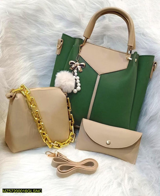 Luxury 3-Piece Designer Handbag Set for Women – Trendy Tote, Chain Sling & Wallet | ApnaBag.shop**