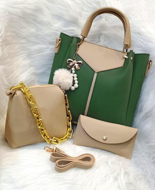 Luxury 3-Piece Designer Handbag Set for Women – Trendy Tote, Chain Sling & Wallet | ApnaBag.shop**