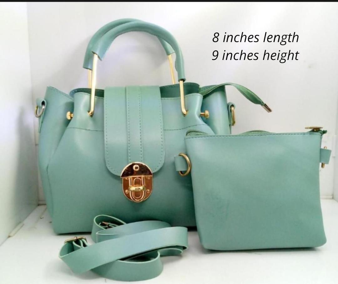 Mint Green Premium Handbag Set with Gold Lock & Sling – Stylish 2-Piece Ladies Bag | ApnaBag.shop