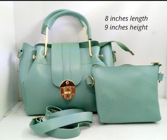 Mint Green Premium Handbag Set with Gold Lock & Sling – Stylish 2-Piece Ladies Bag | ApnaBag.shop
