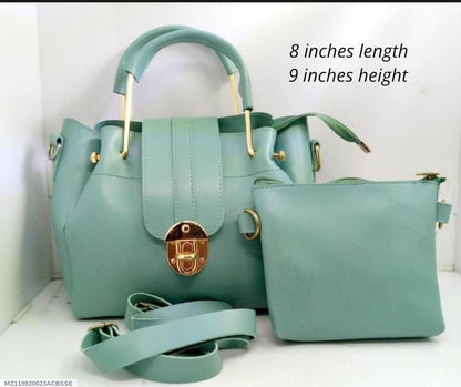 Mint Green Premium Handbag Set with Gold Lock & Sling – Stylish 2-Piece Ladies Bag | ApnaBag.shop