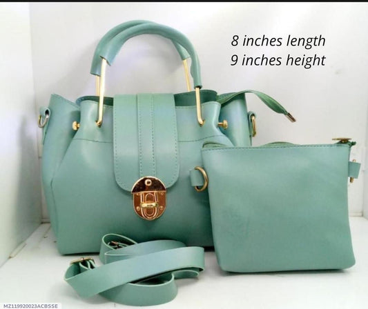 Mint Green Premium Handbag Set with Gold Lock & Sling – Stylish 2-Piece Ladies Bag | ApnaBag.shop