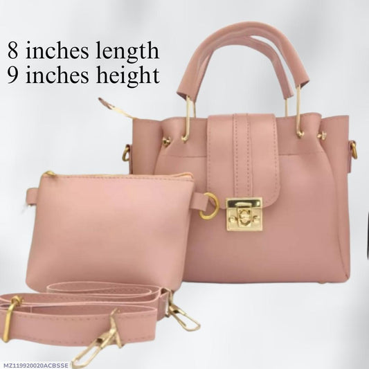 Blush Pink 2-in-1 Ladies Handbag Set with Gold Lock – Elegant & Daily Use Shoulder Bag | ApnaBag.shop