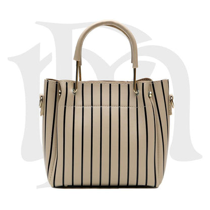 Beige Striped Handbag Combo – Elegant Tote & Sling Set for Women | ApnaBag.shop