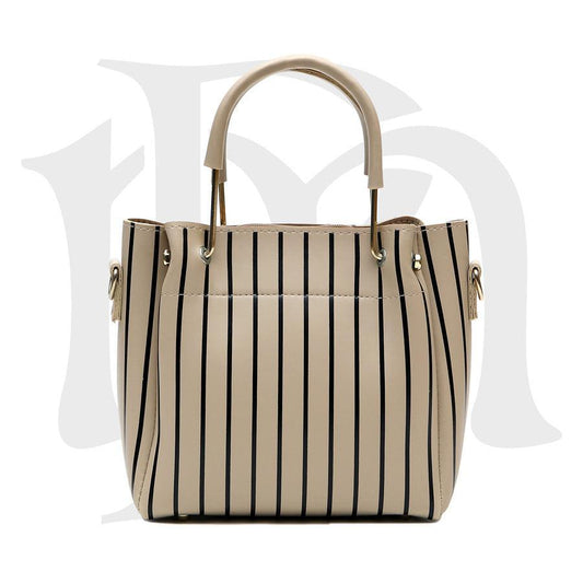 Beige Striped Handbag Combo – Elegant Tote & Sling Set for Women | ApnaBag.shop