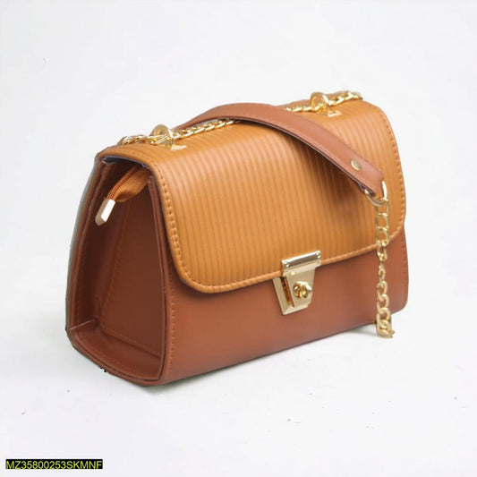 Brown & Tan Chain Strap Shoulder Bag – Stylish Leather Look Crossbody | ApnaBag.shop
