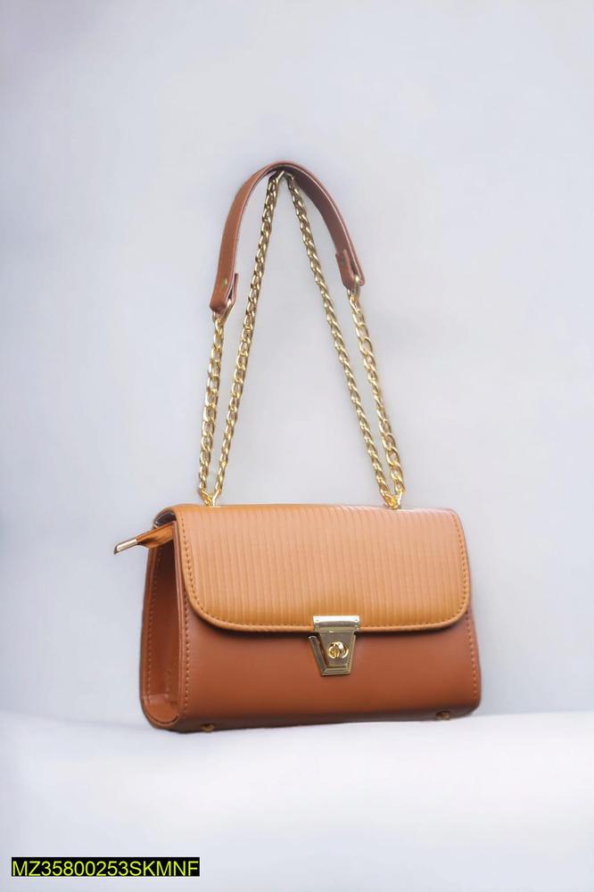 Brown & Tan Chain Strap Shoulder Bag – Stylish Leather Look Crossbody | ApnaBag.shop