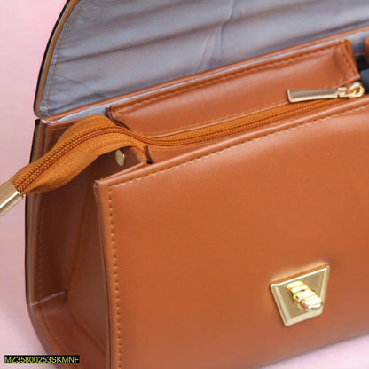 Brown & Tan Chain Strap Shoulder Bag – Stylish Leather Look Crossbody | ApnaBag.shop