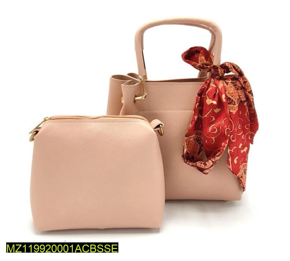Peach Ladies Handbag Set with Red Printed Scarf – 2-in-1 Stylish Tote & Crossbody | ApnaBag.shop