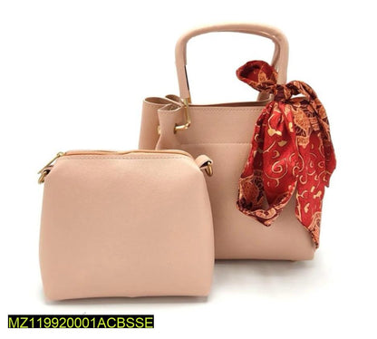 Peach Ladies Handbag Set with Red Printed Scarf – 2-in-1 Stylish Tote & Crossbody | ApnaBag.shop