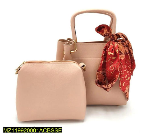 Peach Ladies Handbag Set with Red Printed Scarf – 2-in-1 Stylish Tote & Crossbody | ApnaBag.shop