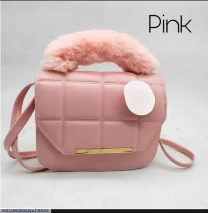 Soft Pink Furry Handle Crossbody Bag for Women – Trendy Quilted Sling Purse | ApnaBag.shop