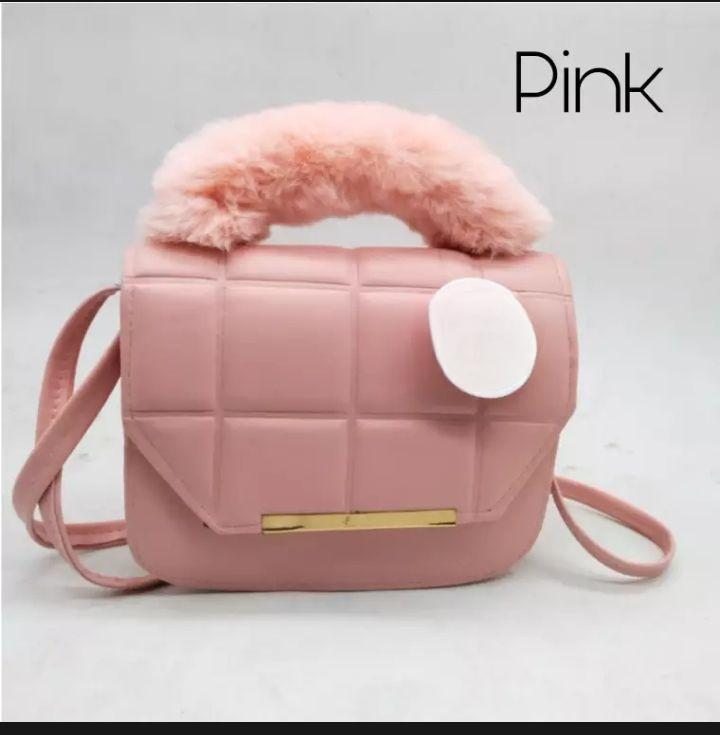 Soft Pink Furry Handle Crossbody Bag for Women – Trendy Quilted Sling Purse | ApnaBag.shop