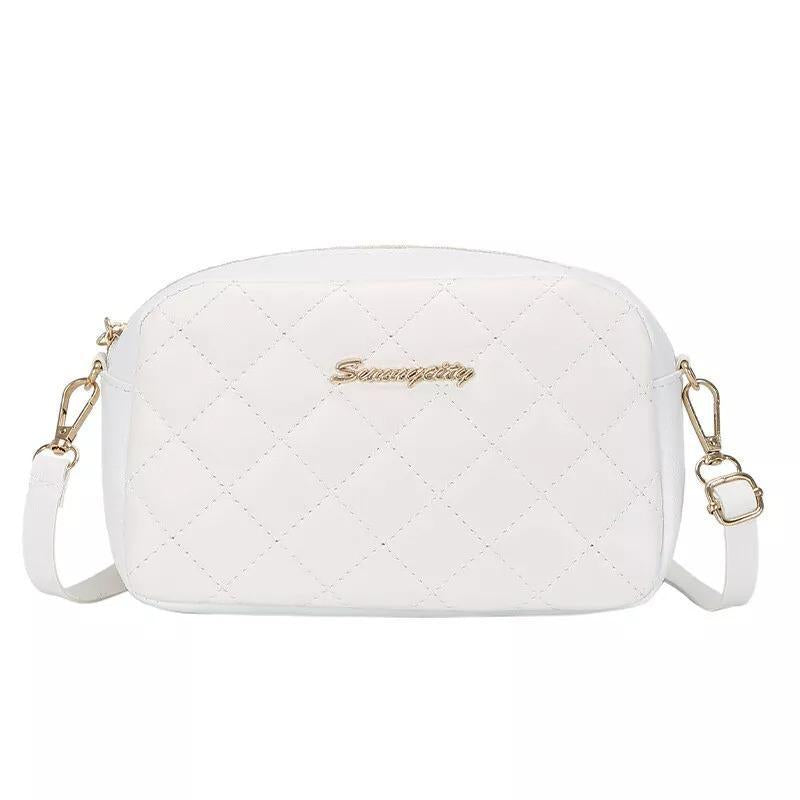 Quilted PU Leather Crossbody Bag for Women – Elegant Shoulder Sling in Black, White & Pink | ApnaBag.shop