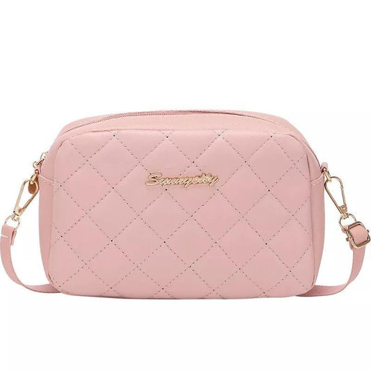 Quilted PU Leather Crossbody Bag for Women – Elegant Shoulder Sling in Black, White & Pink | ApnaBag.shop