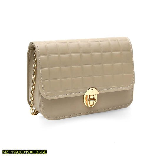 Minimal Chic Quilted Shoulder Bag – Beige Class with Gold Chain | ApnaBag.shop