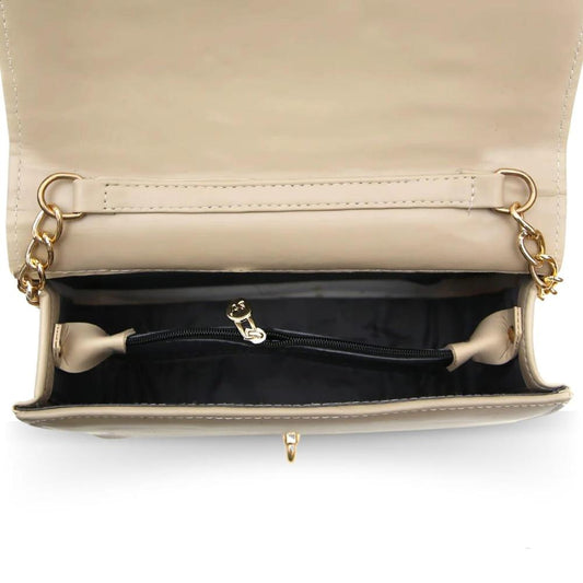 Minimal Chic Quilted Shoulder Bag – Beige Class with Gold Chain | ApnaBag.shop