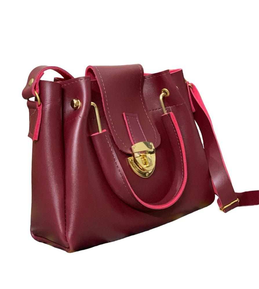 Elegant Maroon Leather Handbag for Women – Stylish & Durable