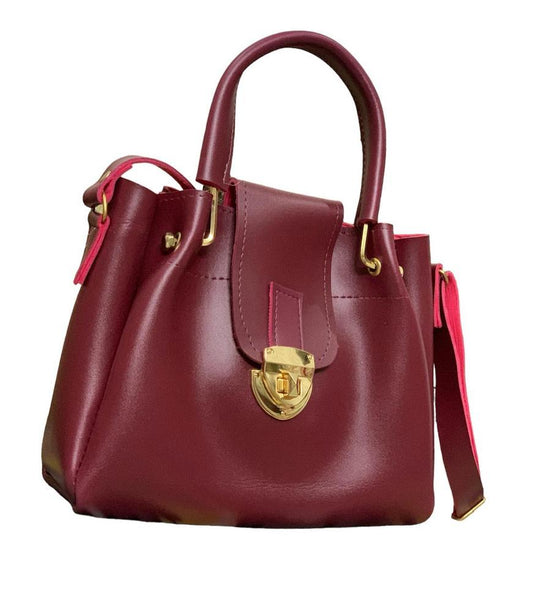 Elegant Maroon Leather Handbag for Women – Stylish & Durable