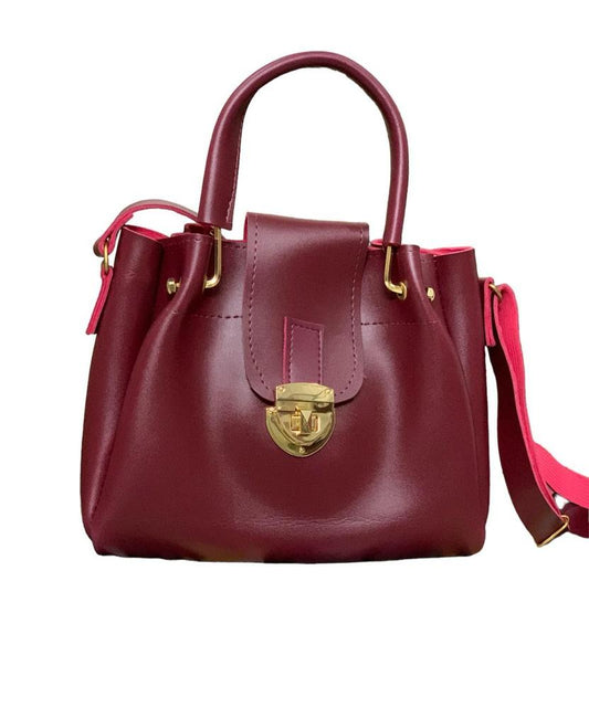 Elegant Maroon Leather Handbag for Women – Stylish & Durable