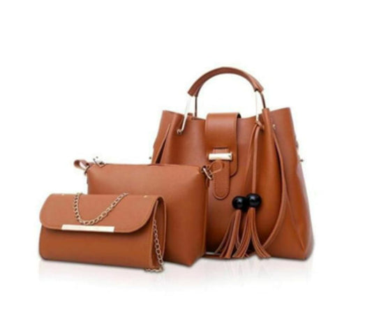 3-Piece Brown Handbag Set for Women – Stylish, Functional & Affordable