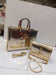 2-IN-1 LUXURY GOLDEN HANDBAG & CLUTCH SET – DESIGNER STYLE | CROC TEXTURE | PREMIUM