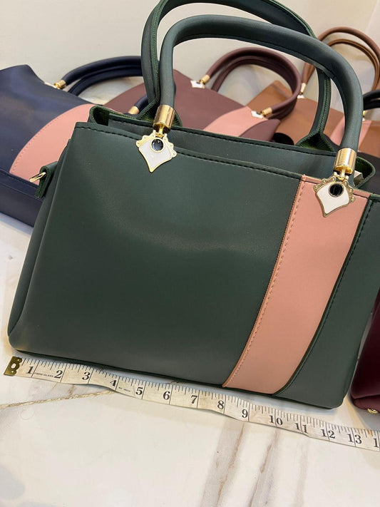 Elegant Two-Tone Handbag | Premium PU Leather | Chic & Versatile Design