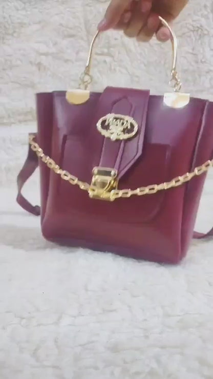 Premium Maroon Gold-Chain Shoulder Bag for Women | Elegant Designer Handbag by ApnaBag.shop